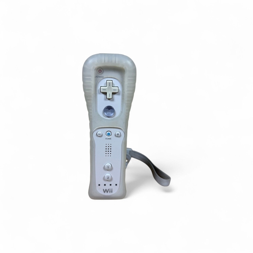 Nintendo Wii Remote Controller White OEM RVL-003 w/ Silicone Case + Wrist Strap